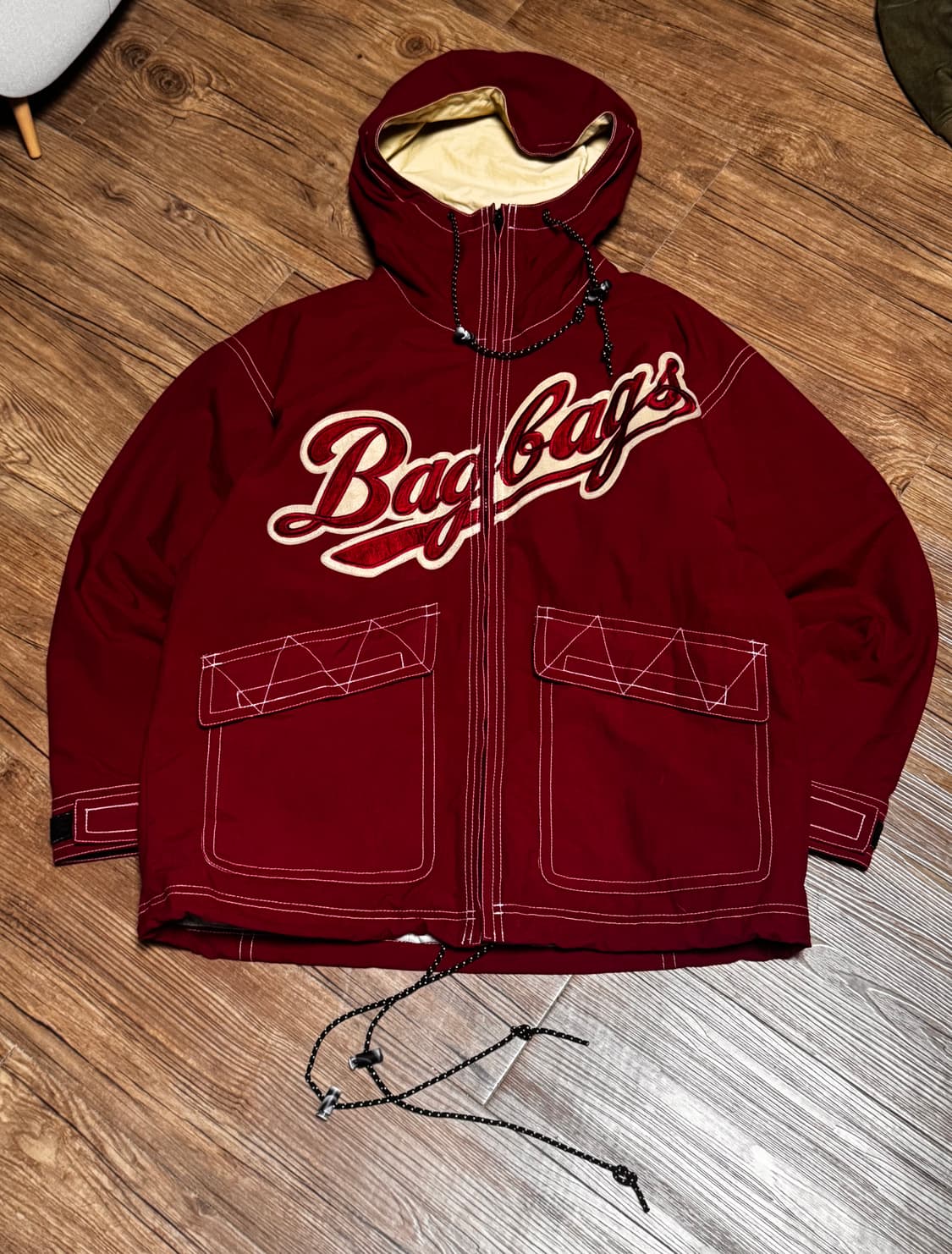 [M] Bag-bags 올드스쿨 버건디 후드 자켓 상품이미지2