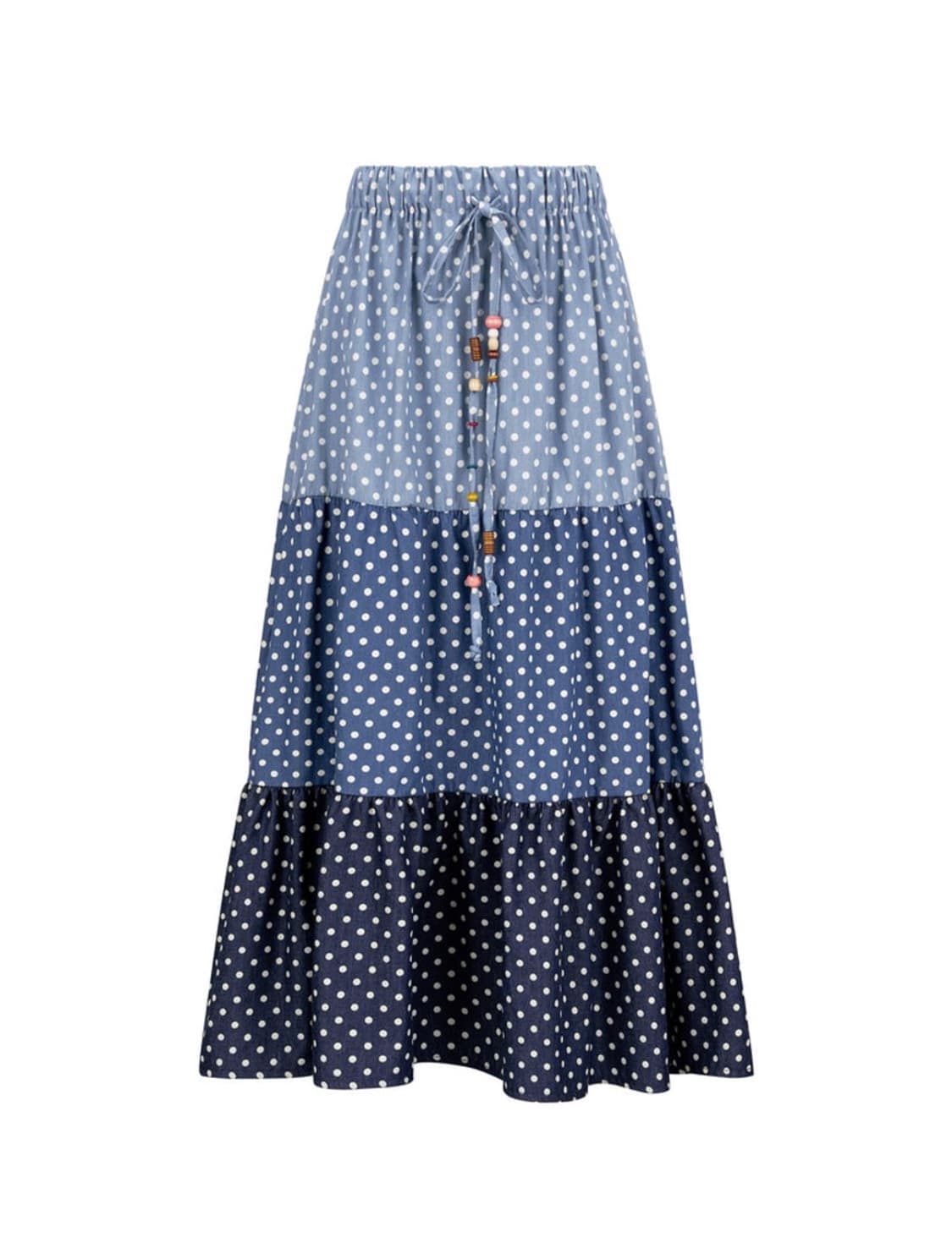 새상품 샵페어리 도트 데님 롱 스커트 상품이미지1