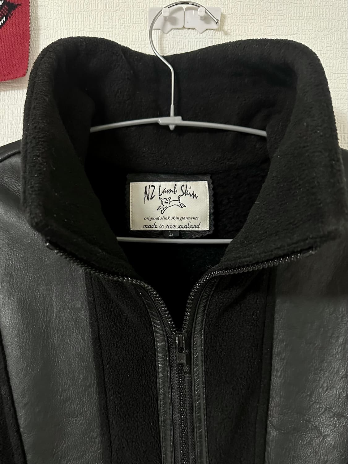 NZ lambskin 뉴질랜드 슬링크스킨 플리스 하이넥 레더자켓 상품이미지2