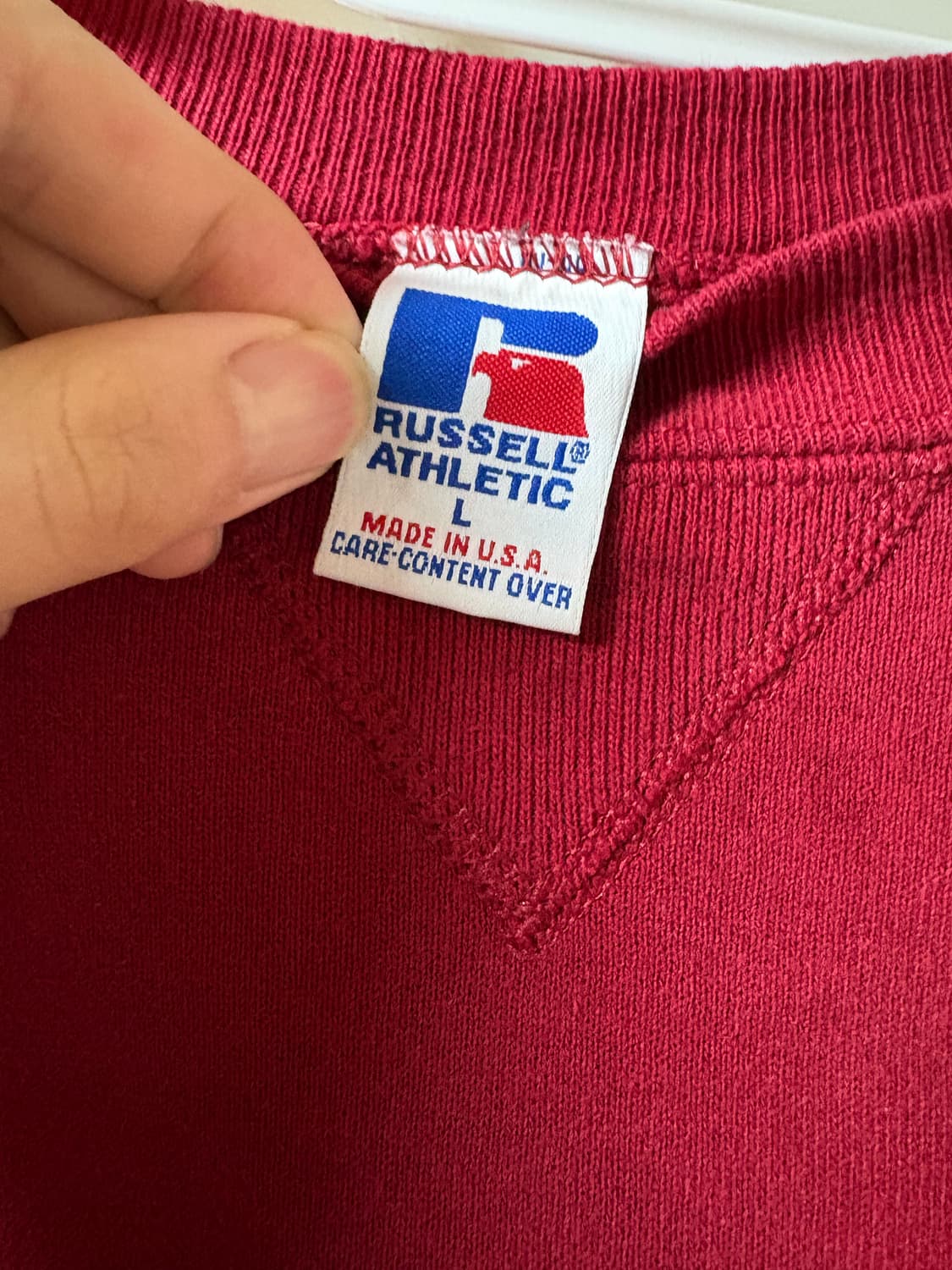 90s 러셀 에슬레틱 블랭크 스웻셔츠 레드 상품이미지3