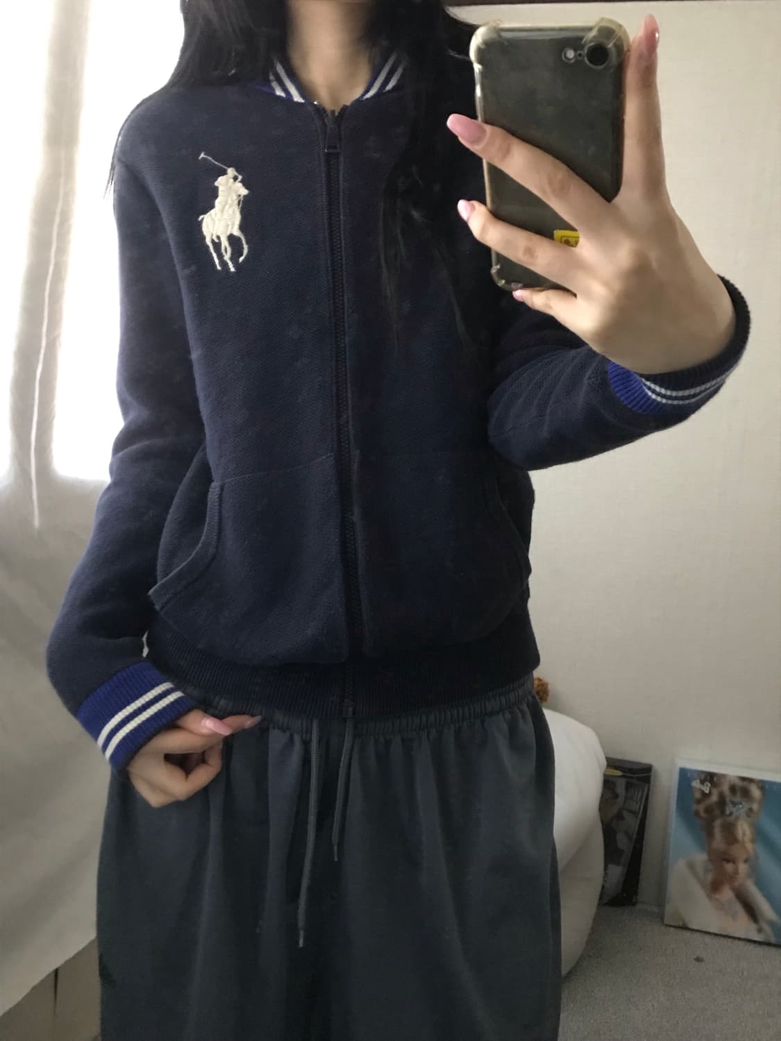 폴로 네이비 빅포니 니트집업 상품이미지1