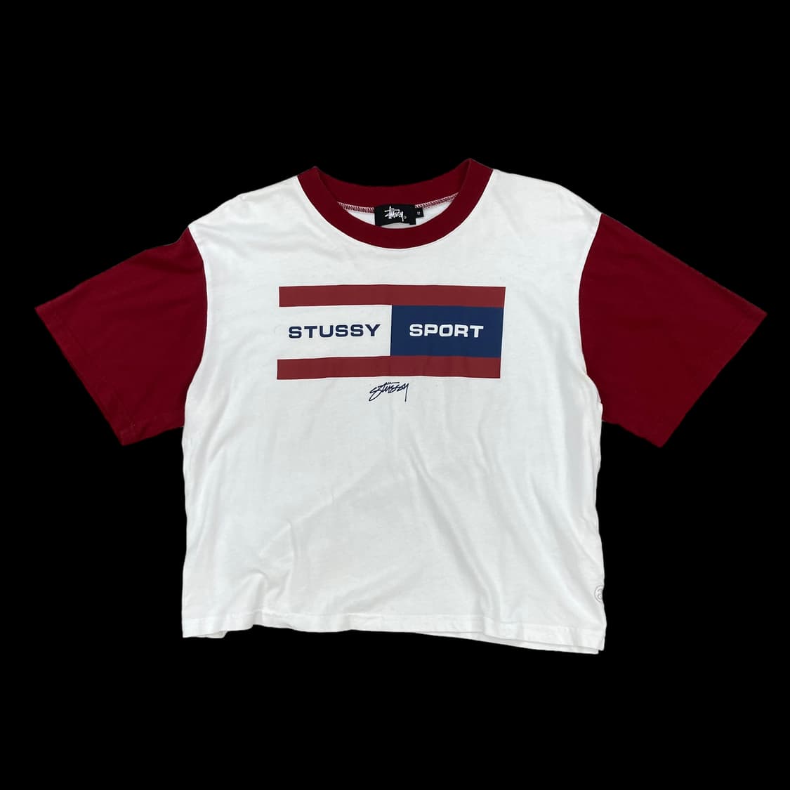 STUSSY 스투시스포츠 플래그 크롭 반팔티 상품이미지1