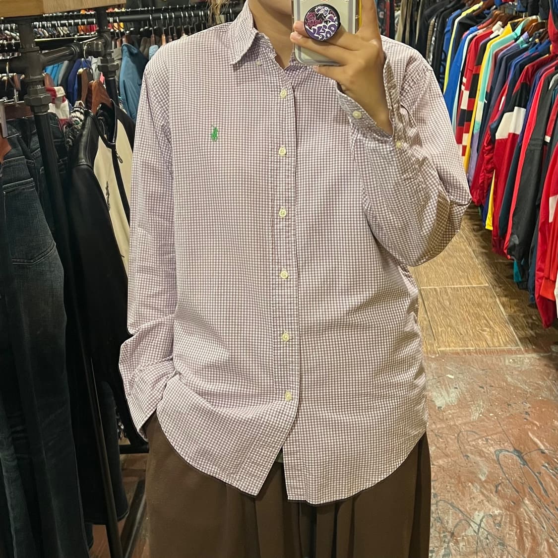 [HI]폴로 체크 긴팔셔츠 퍼플 상품이미지2