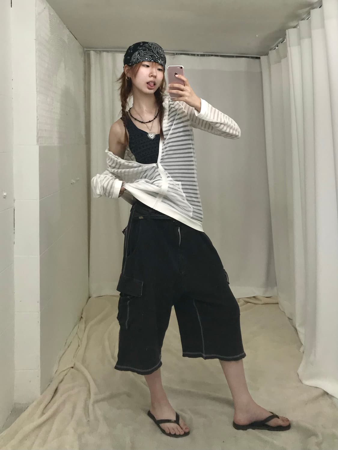 🏴 빈티지 검은 모래 해변 그런지 힙 코디 세트 상품이미지1