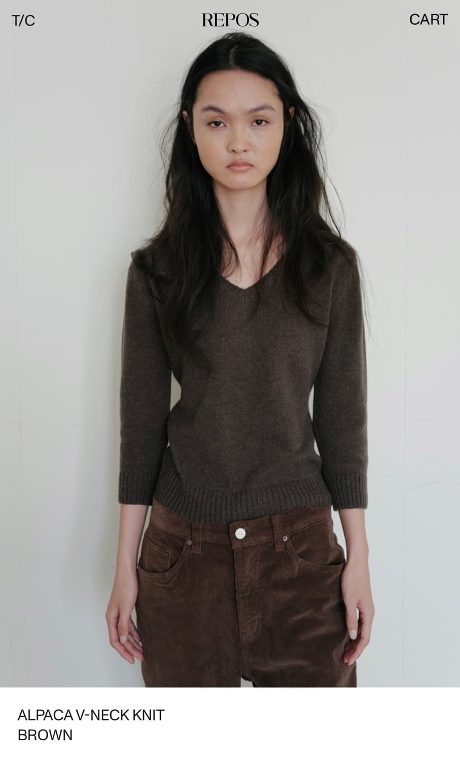 ALPACA V-NECK KNIT BROWN (M사이즈) 상품이미지1