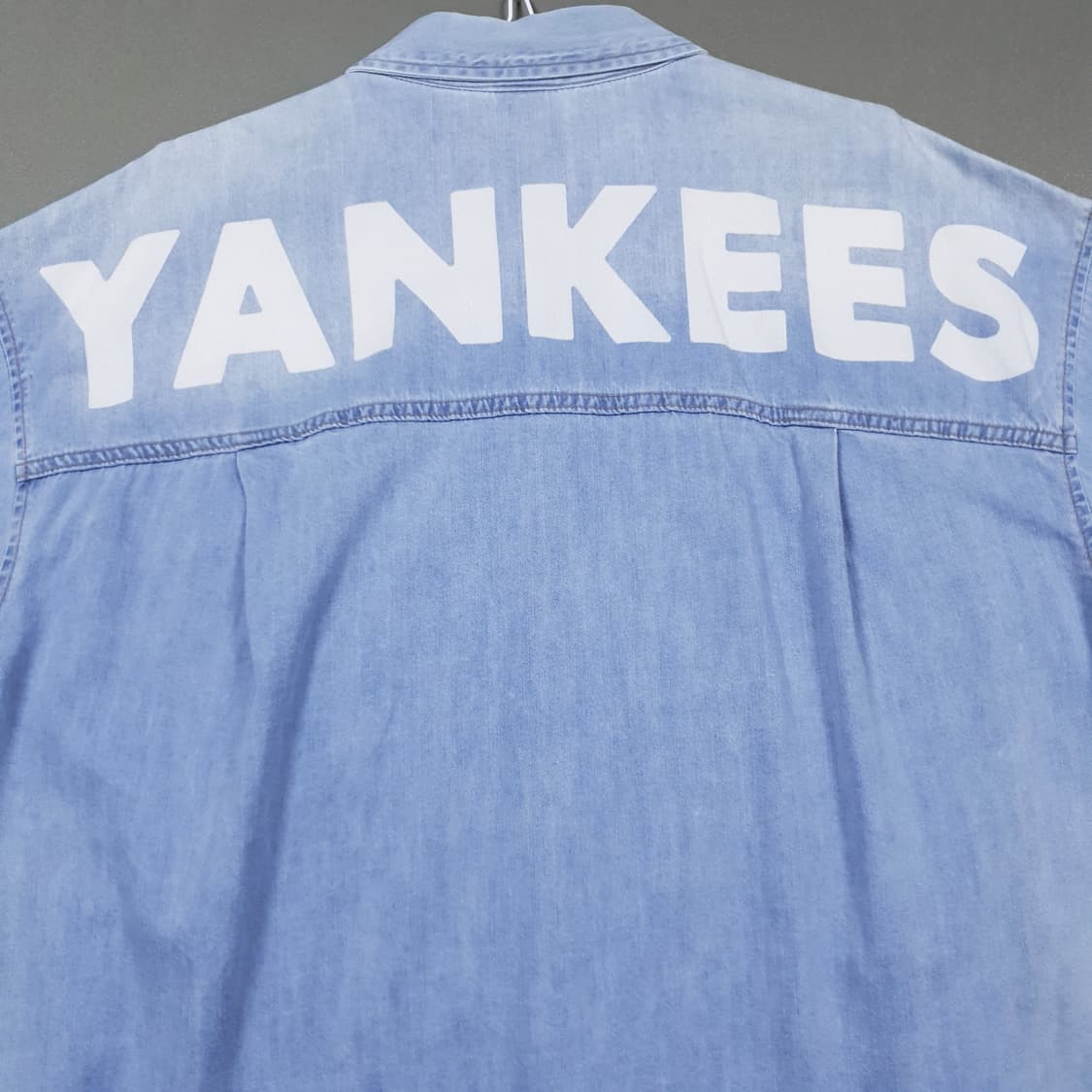 MLB 신형 20ss NY 뉴욕양키스 포켓 썸머 코튼 반팔 데님 셔츠 L 상품이미지8