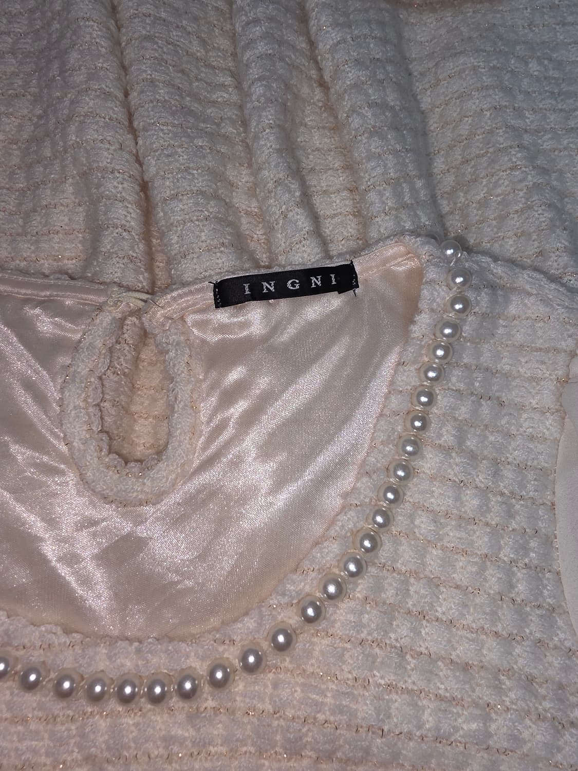 ingni 일본빈티지)히메라떼갸루 진주 트위드 쉬폰 로맨틱 원피스 상품이미지7