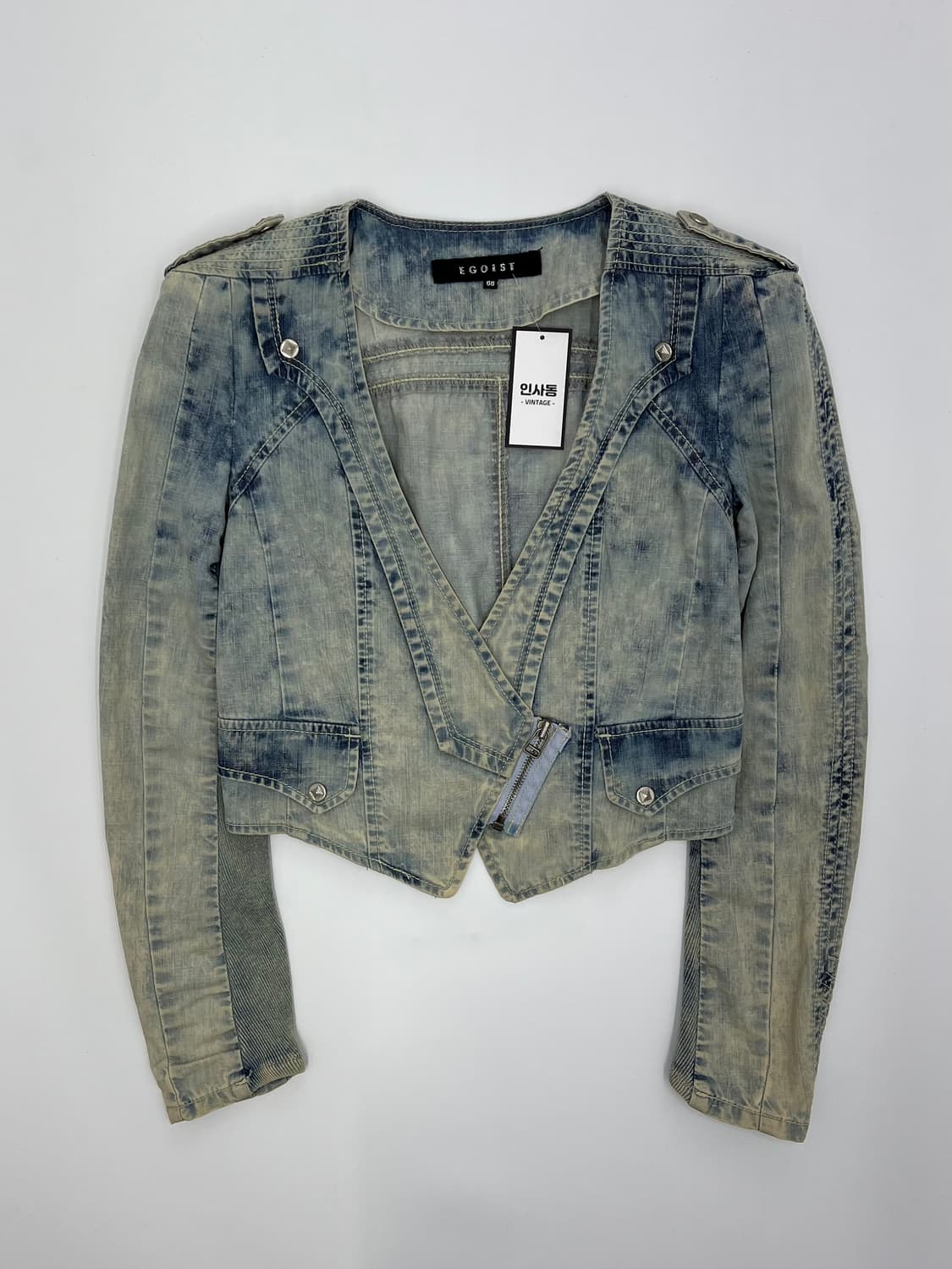에고이스트 크롭 데님 자켓 상품이미지1