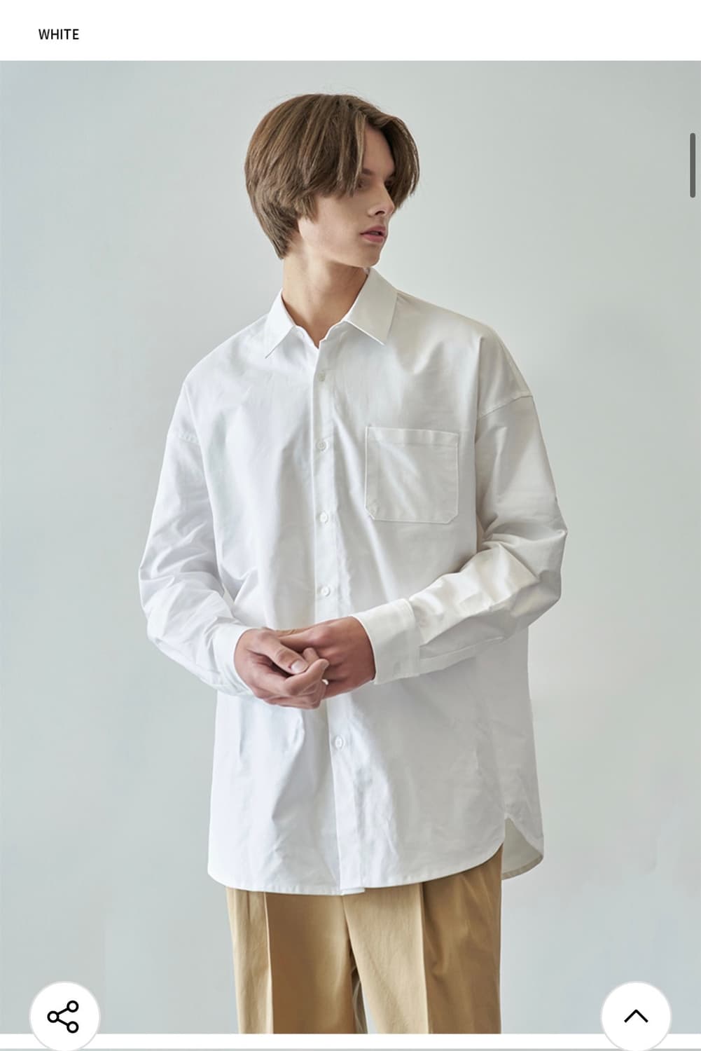 (L) 드로우핏 오버핏 옥스퍼드 셔츠 [WHITE] 판매 상품이미지3