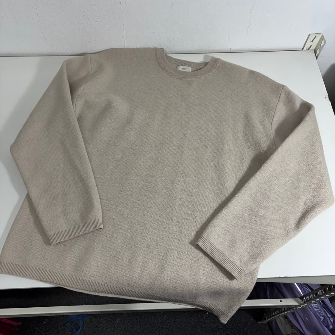 95-100 COOR 쿠어 오트밀 울 라운드 니트 상품이미지1