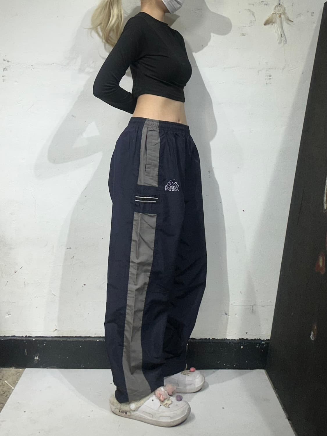 카파 네이비 와이드 사이드 라인 트랙 팬츠 M 상품이미지1