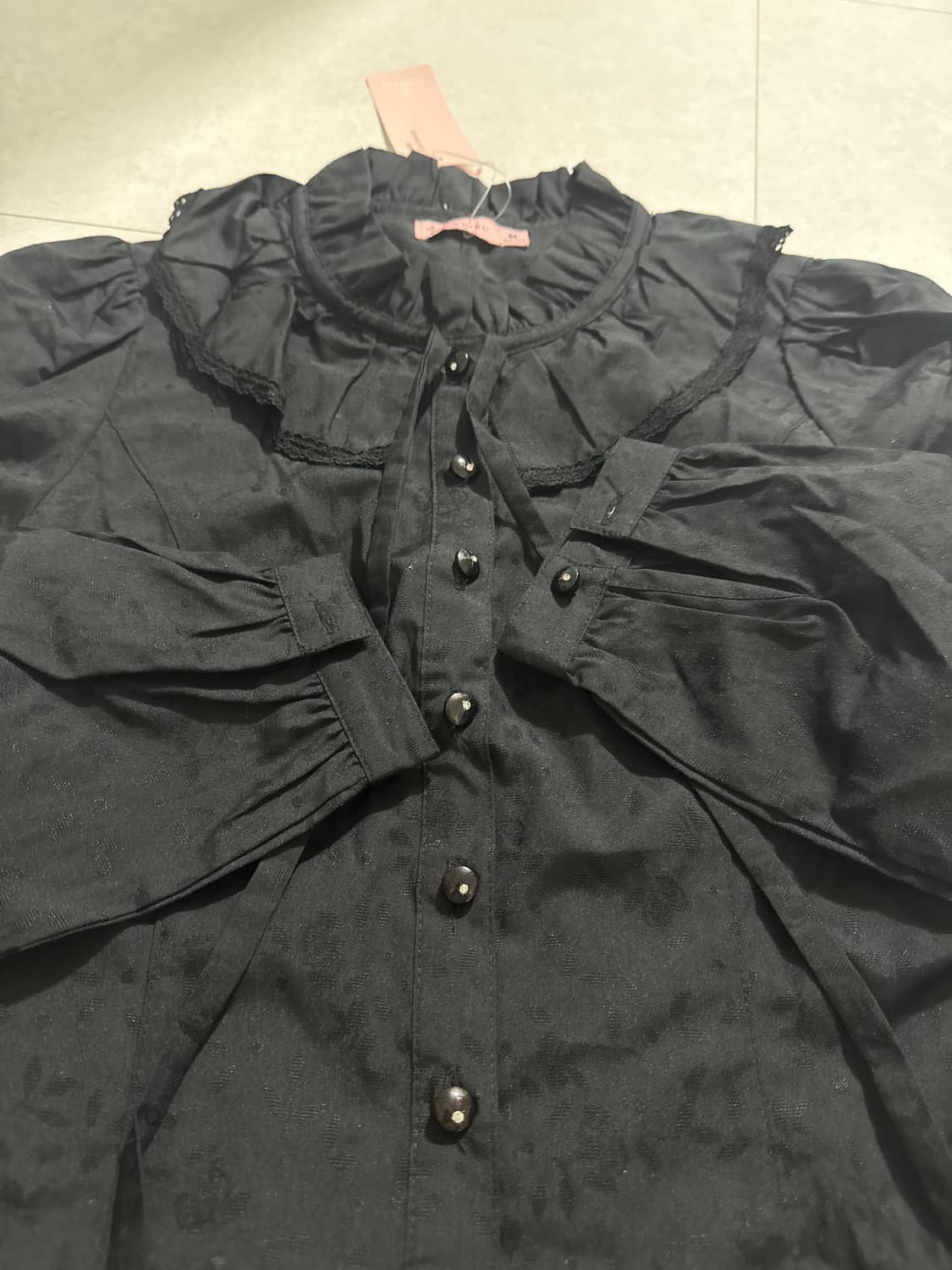 로리타 블라우스 셔츠 레이스 프릴 셔츠 큐빅 리본 고딕로리타 고스펑크 상품이미지4