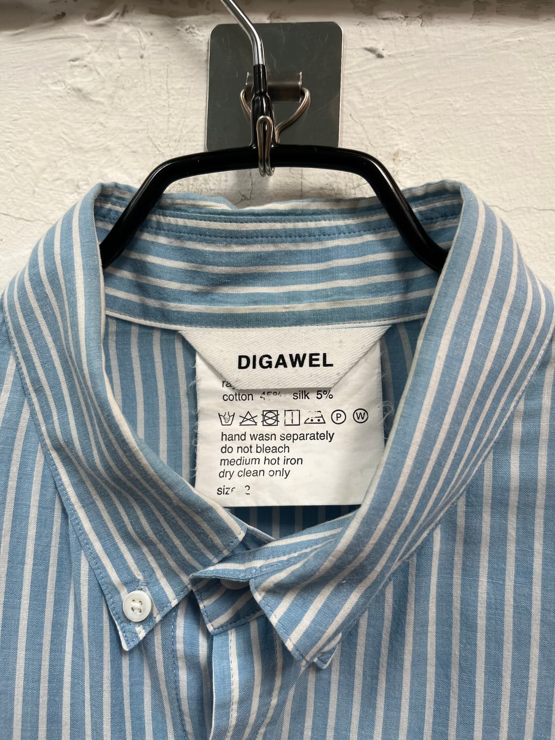 Digawel 실크 스트라이프 블루 크롭 셔츠 2 상품이미지2