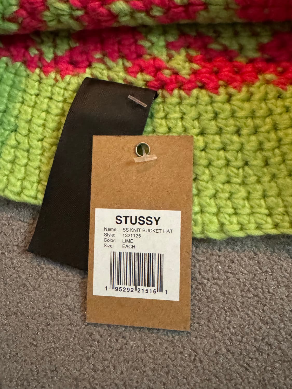 스투시 SS 니트 버킷햇 라임 새상품 상품이미지3