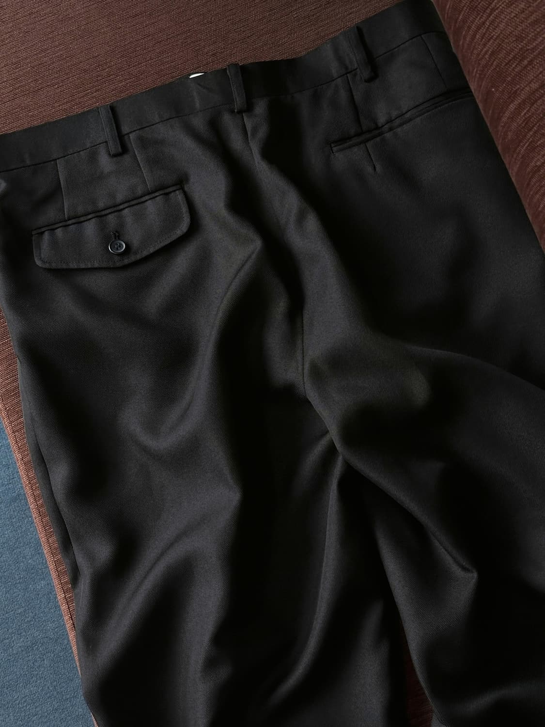 Poly twill fabric 2 pleats wide trousers 상품이미지2