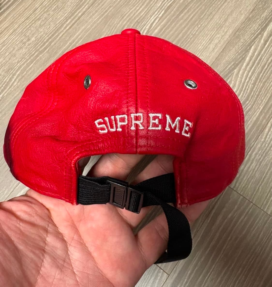 노스페이스 x 슈프림 레드 가죽 볼캡  상품이미지2