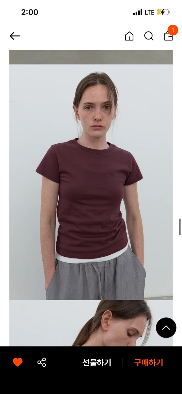 포저 버건디 반팔  상품이미지1