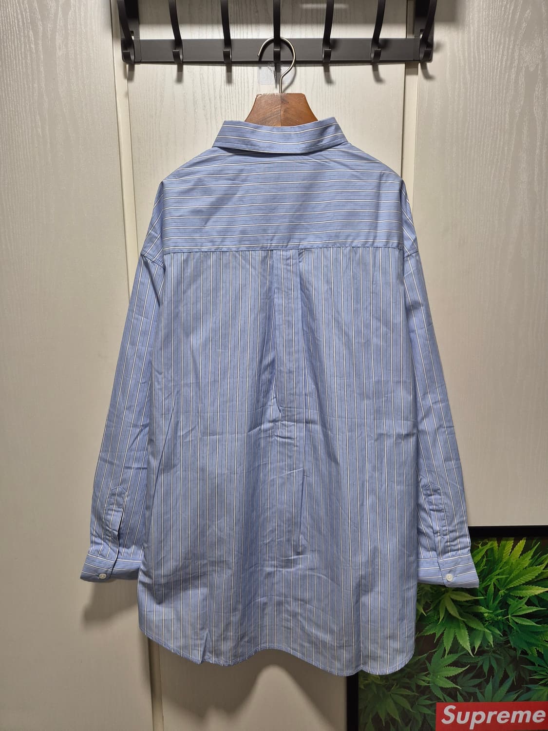 (세일)(새상품)우알롱 스트라이프 셔츠 블루 상품이미지10