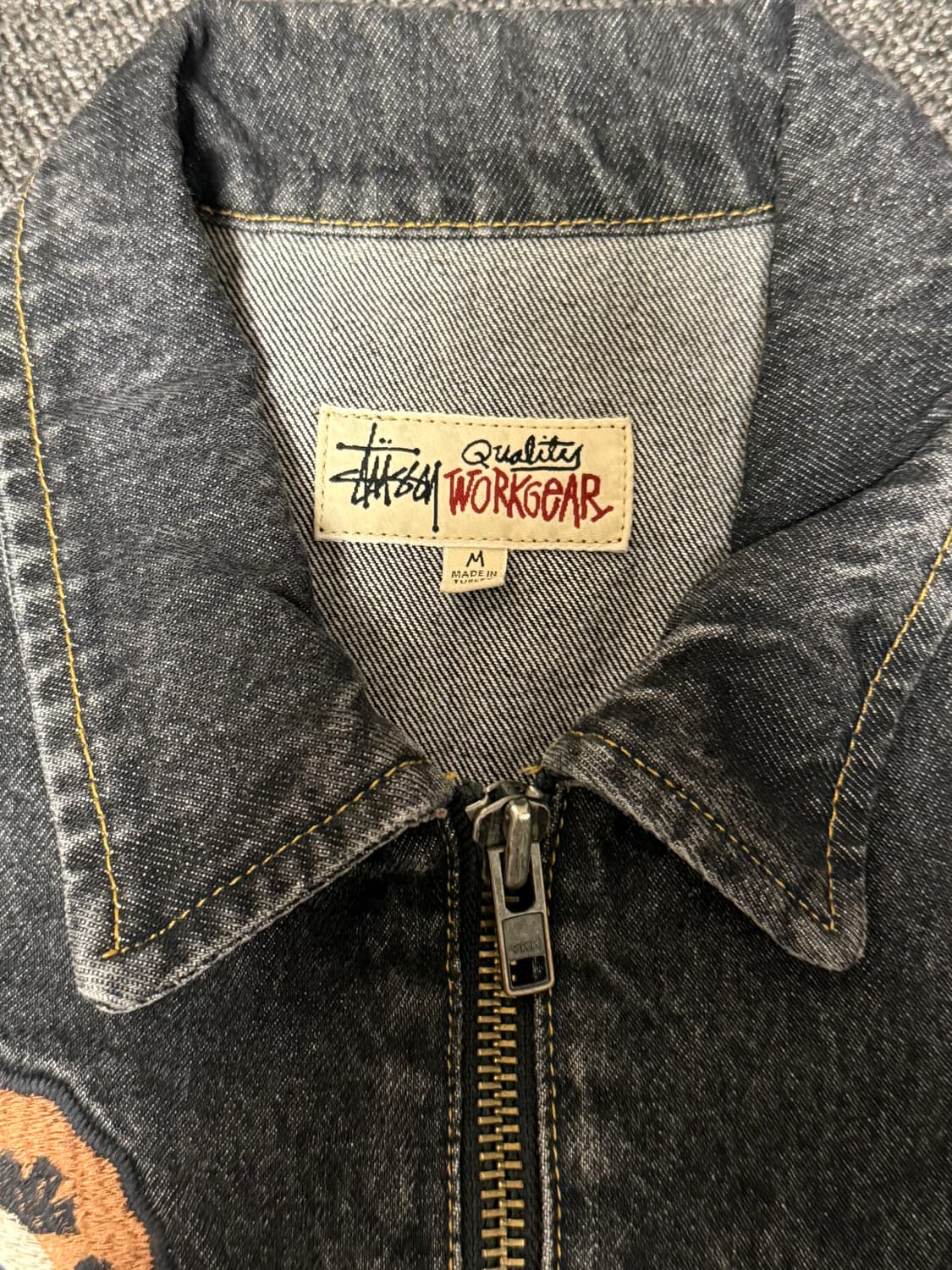 [M] 스투시 x 노마 t.d. 데님 집 워크 자켓 워시드 블랙 상품이미지2