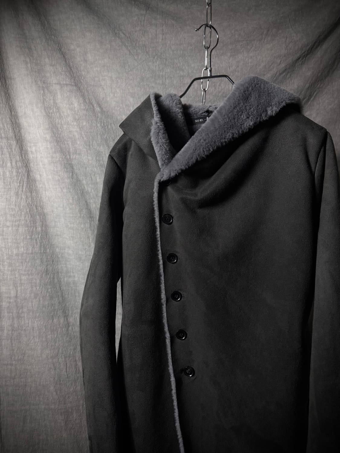 NO ID. Asymmetric Shearling Hooded Coat 상품이미지3