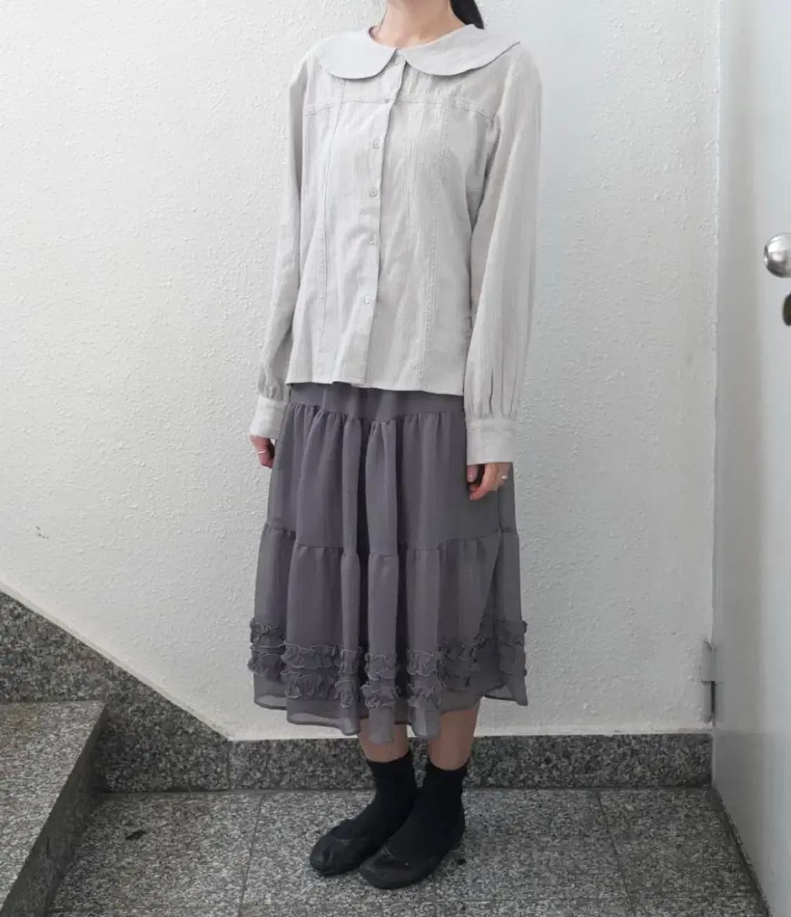 피에브레 CHIFFON FRILL MIDI SKIRT 상품이미지1