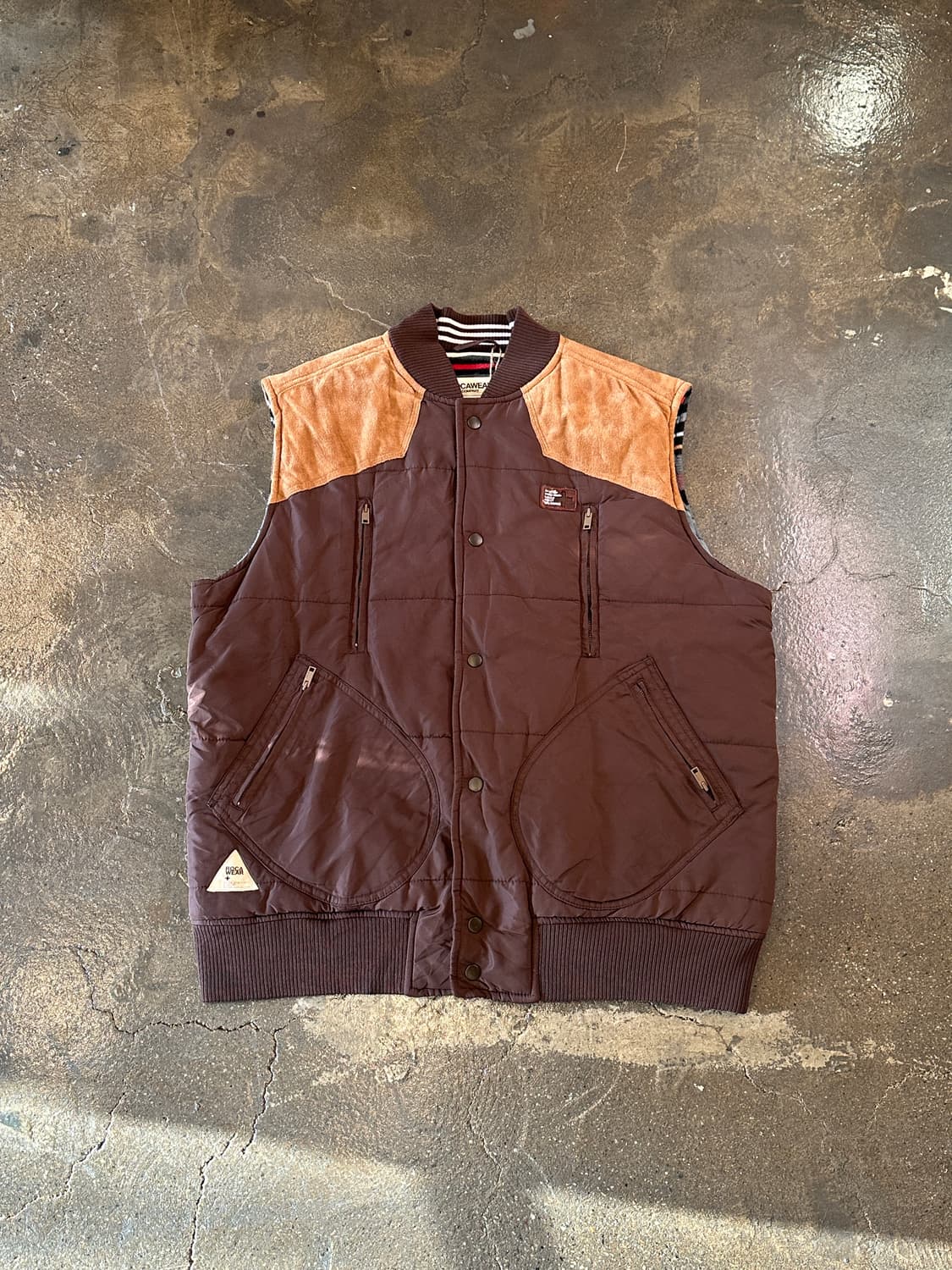 Rocawear 00s 빈티지 스웨이드 요크 브라운 퀼팅 베스트 XL 상품이미지1