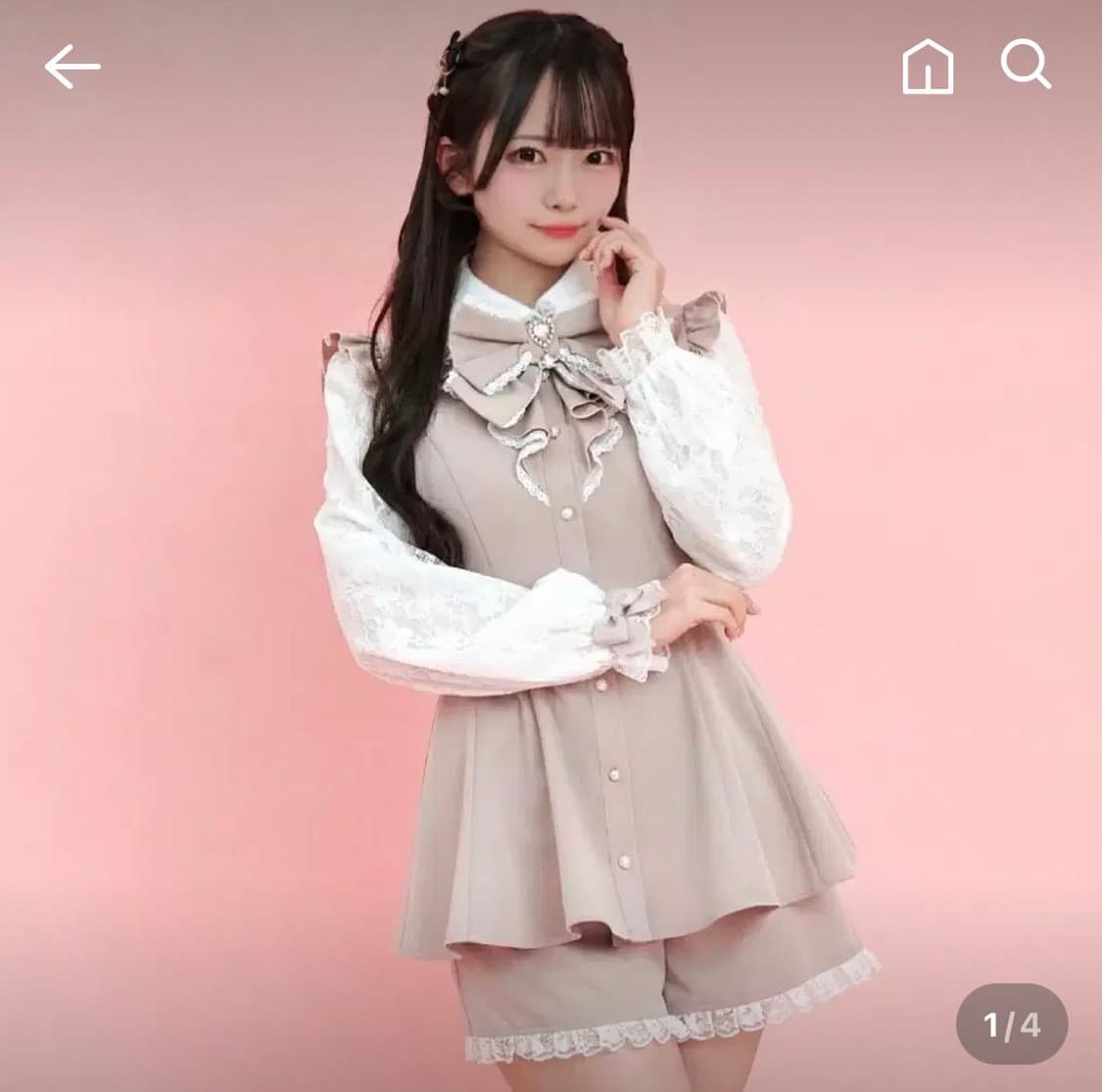 시크릿허니 레이스 슬리브 러플 셋업 상품이미지1