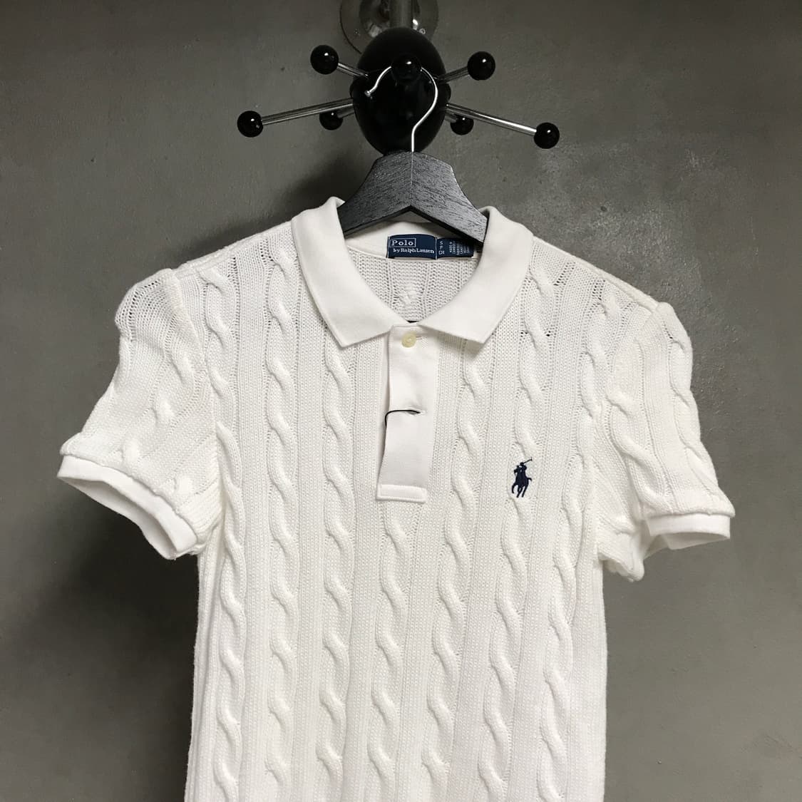 폴로 랄프로렌 QR 니트 반팔 카라티 화이트 S(W) 상품이미지2