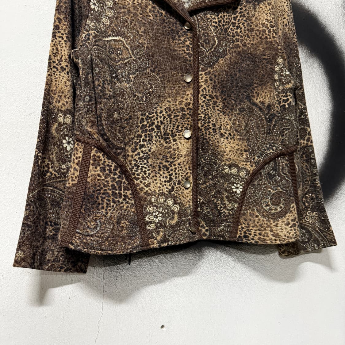 VTG 빈티지 레오파드 큐빅 디테일 라인 블라우스 자켓 상품이미지4