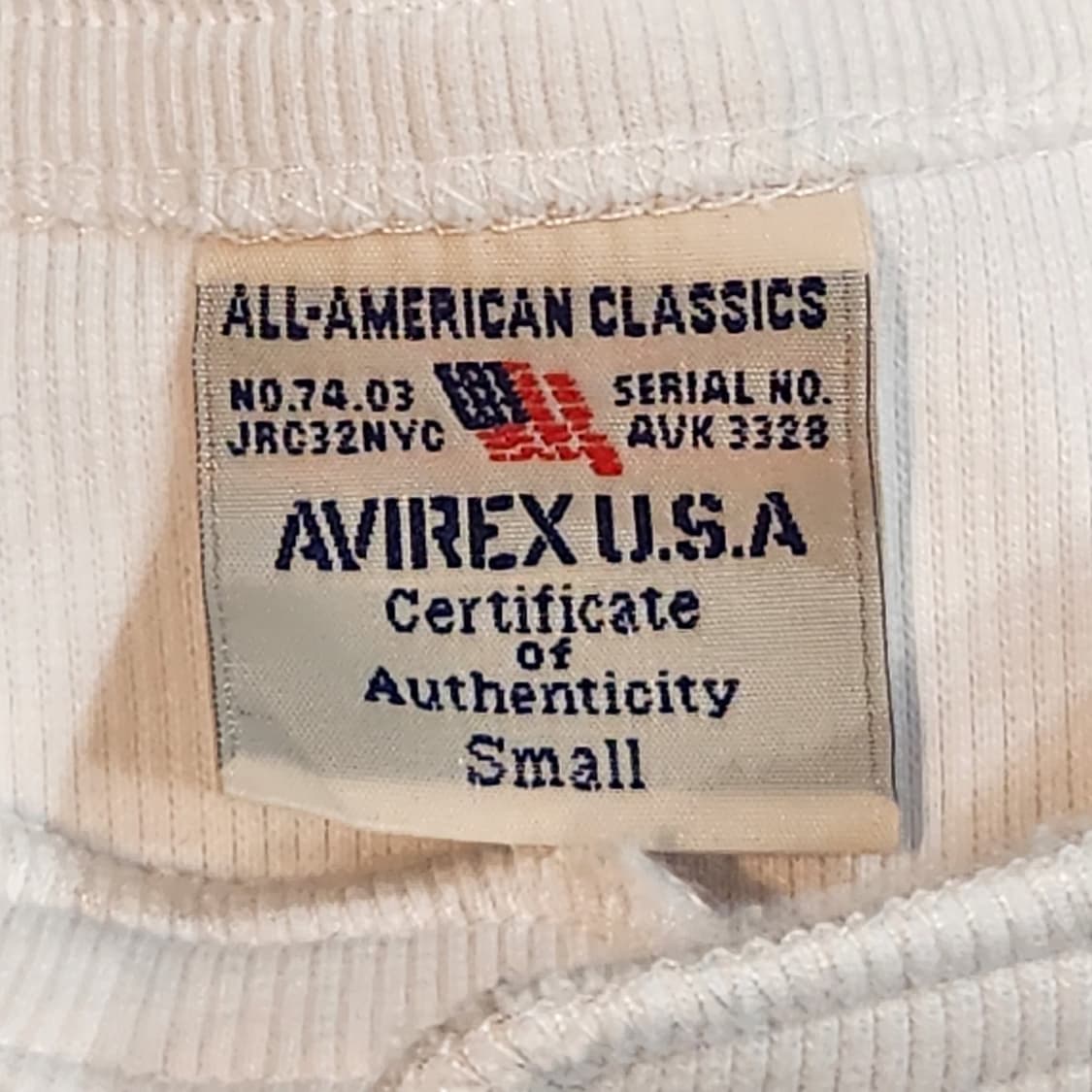 AVIREX USA 빈티지 헨리넥 롱슬리브 티셔츠 화이트 S 상품이미지5