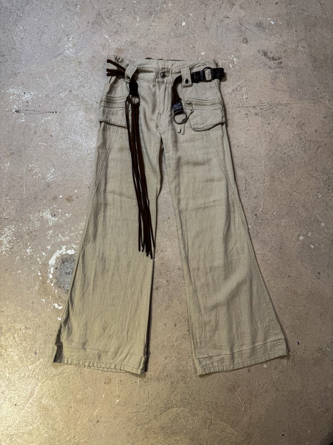 Ivory Zip Cargo flare pants  아이보리 플레어 팬츠 상품이미지1