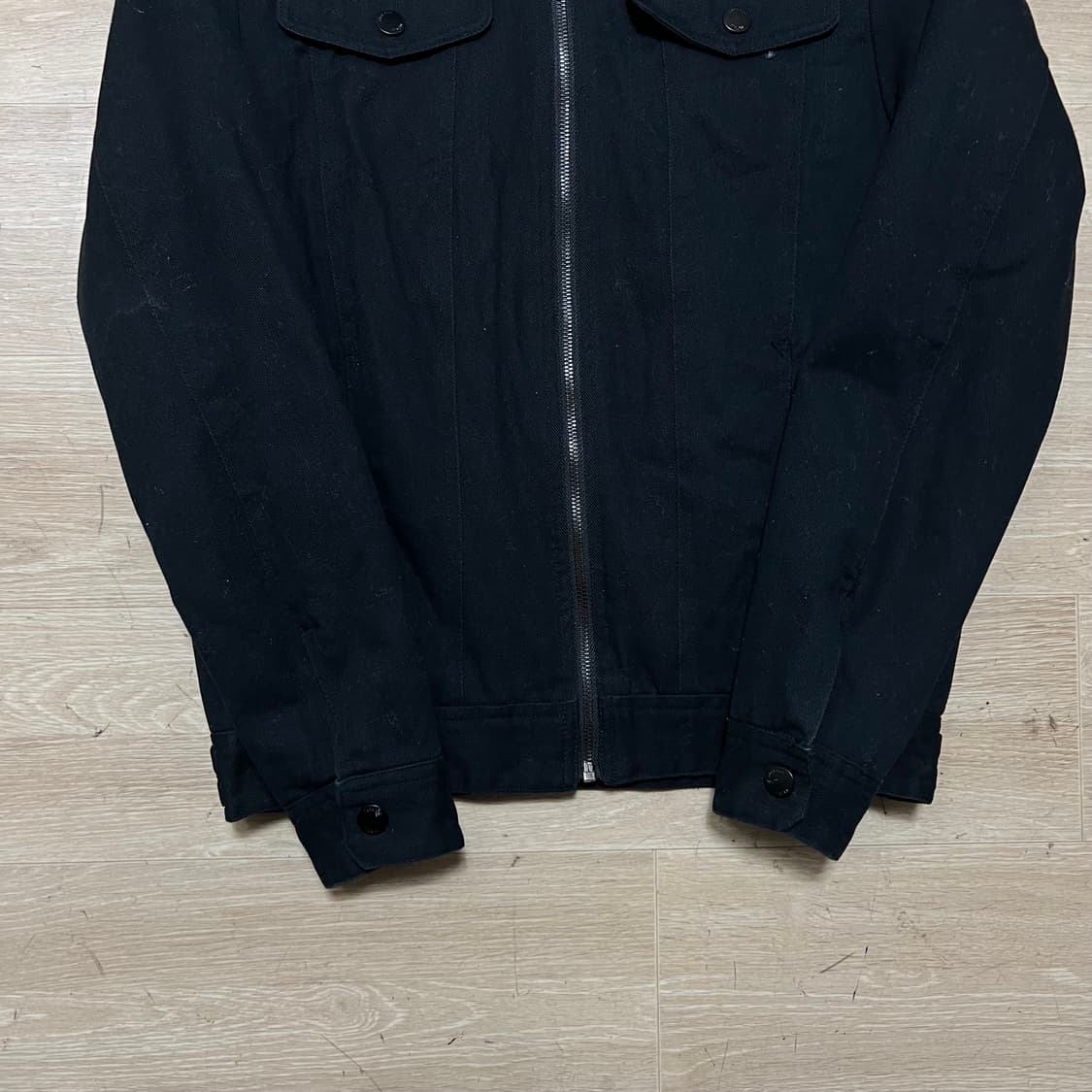 자라 이너퀼팅 안감 코튼 카라 트러커 집업자켓 [블랙] S/90 상품이미지3