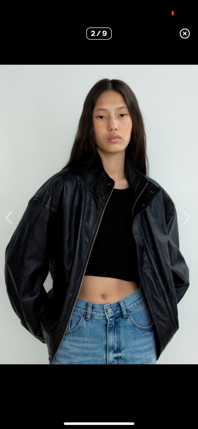 모노하 하이넥 레더자켓 상품이미지1