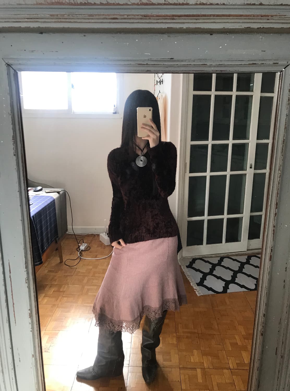 vintage lace pink skirt  상품이미지3