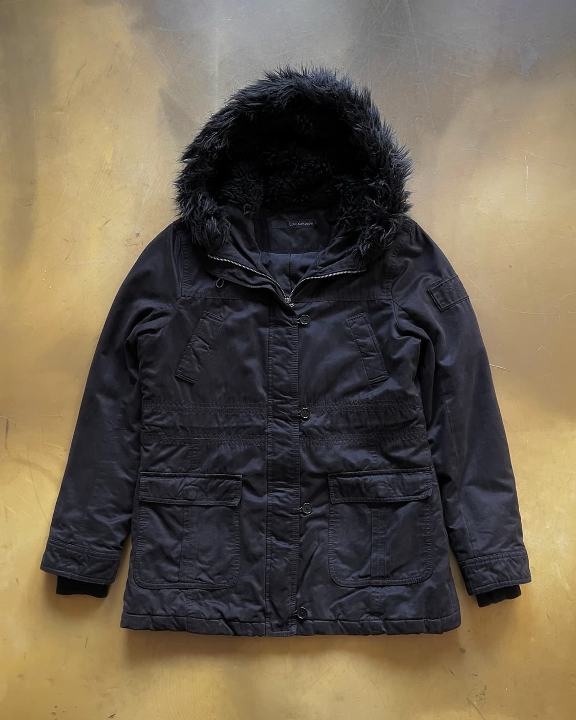 2000s C.K Jeans Black Fur Hood Parka 상품이미지3