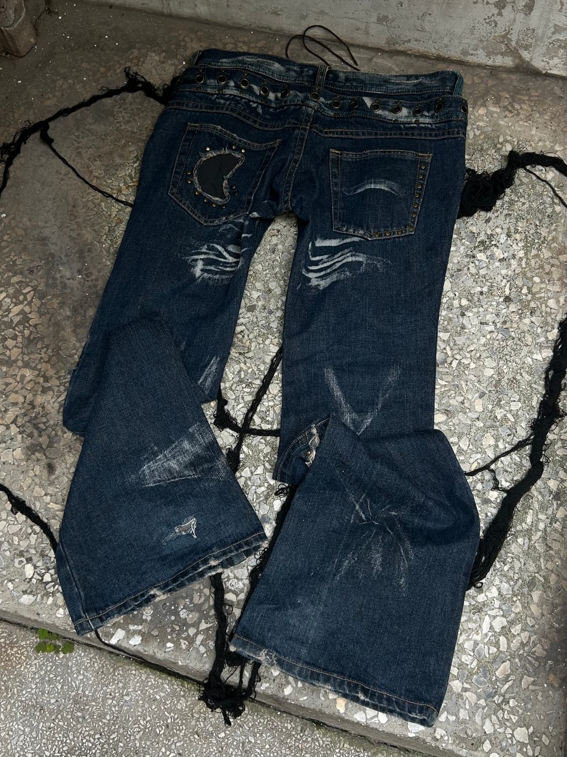 00s Lowbox lace-up 그런지 부츠컷 데님팬츠 상품이미지4