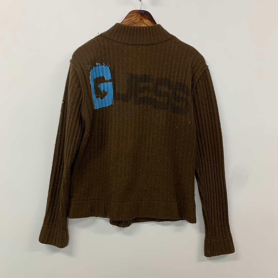 게스 브라운 골지 니트 집업 상품이미지3