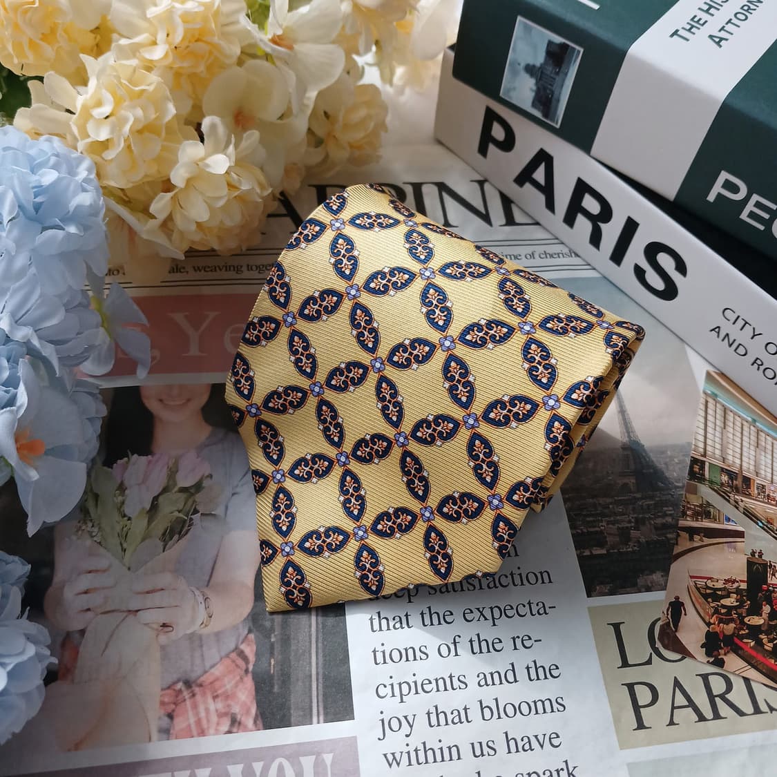 니나리치 실크 옐로우 패턴 넥타이 10cm A+등급 E937 상품이미지3