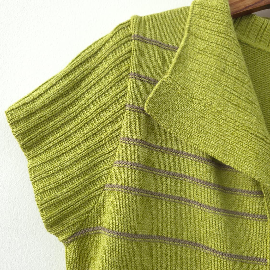 VIRGO 라이트 그린 스트라이프 니트 반팔 가디건 상품이미지5