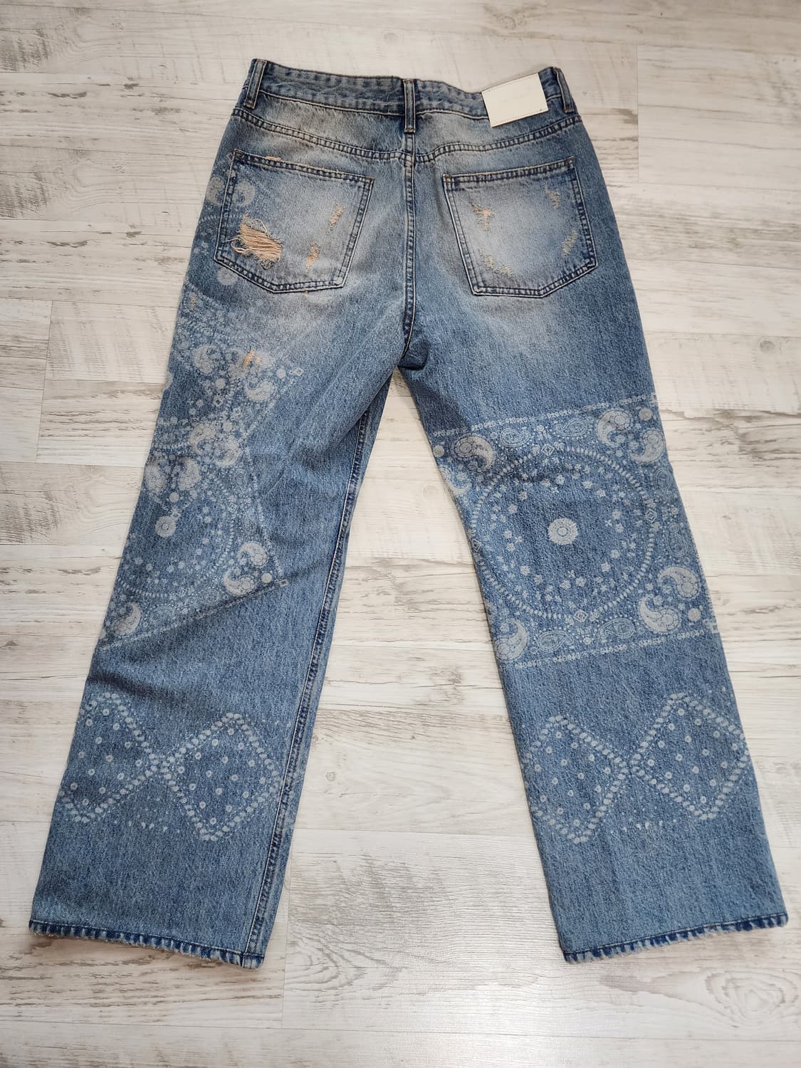 메종 미네드 데미지 워싱 데님 팬츠 팜.  (30~31)인치 연청 청바지 상품이미지2