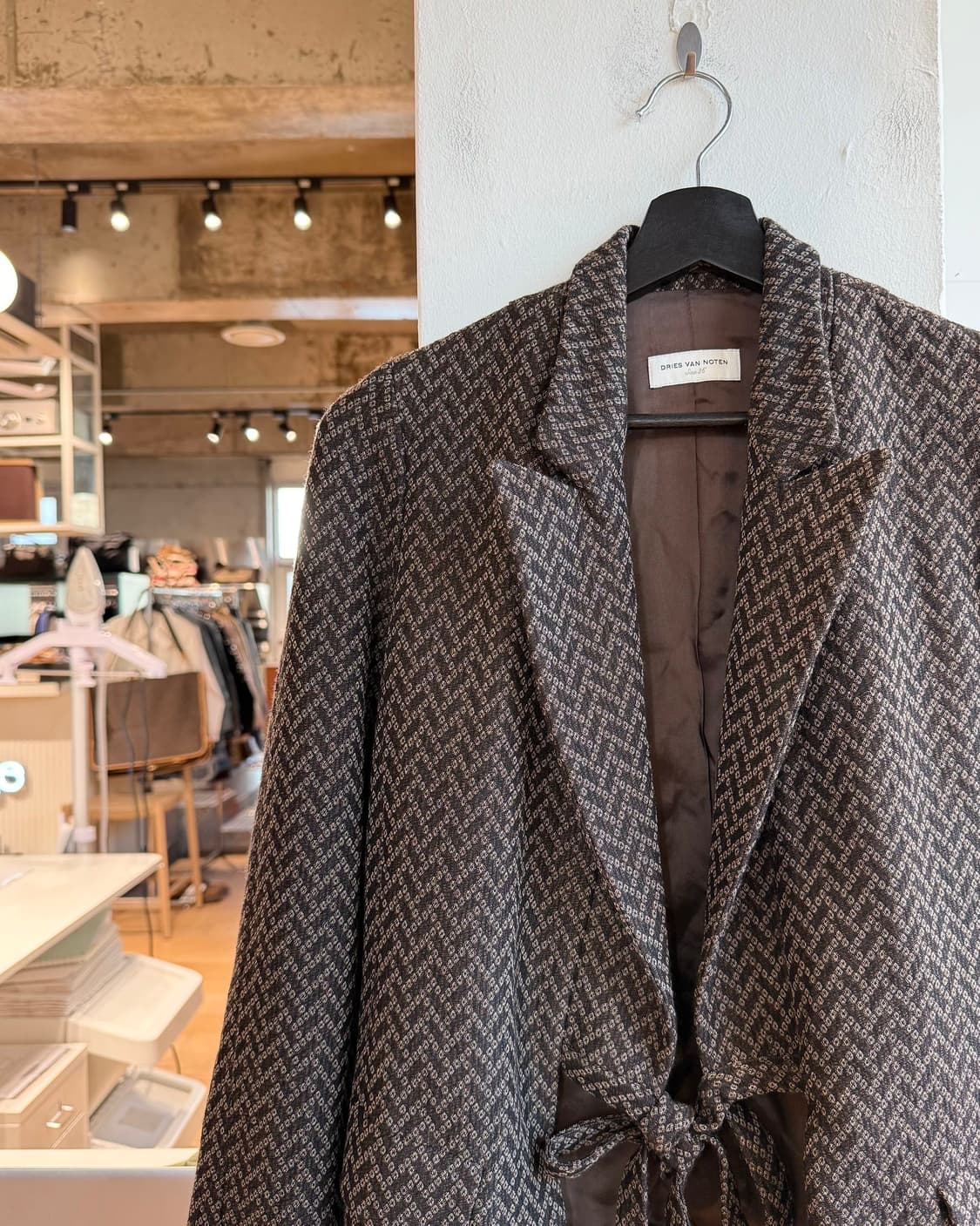 드리스 반 노튼 브라운 패턴 스트랩 블레이저 자켓 상품이미지4
