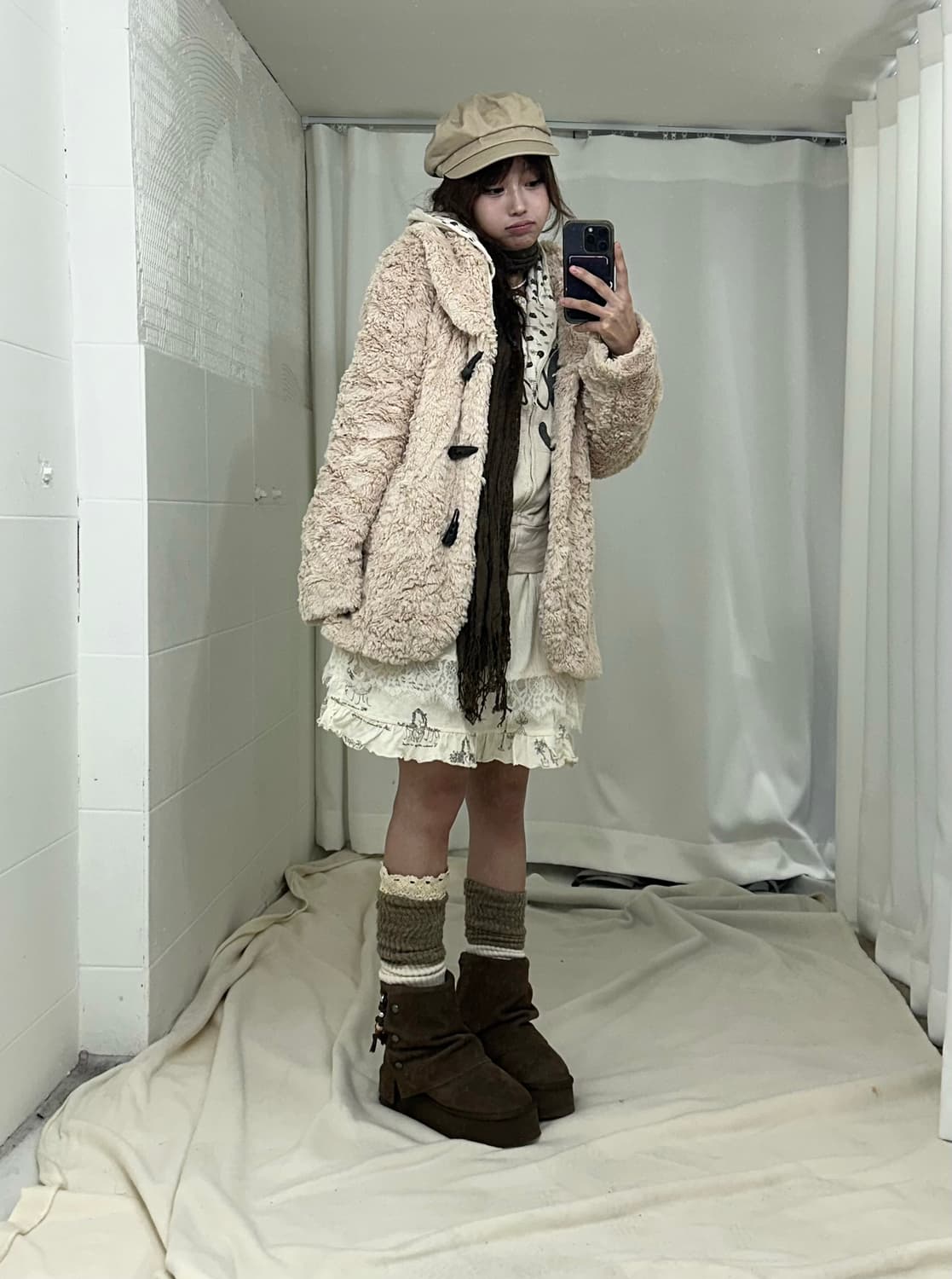 빈티지 베이이 퍼 코트 페어리 네코 모리걸 코디세트 상품이미지1