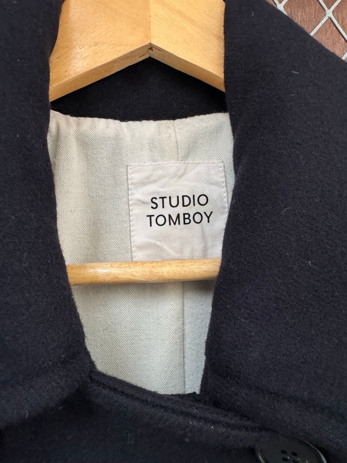 스튜디오톰보이 네이비 오버핏 울 더플코트 피코트 F 상품이미지2