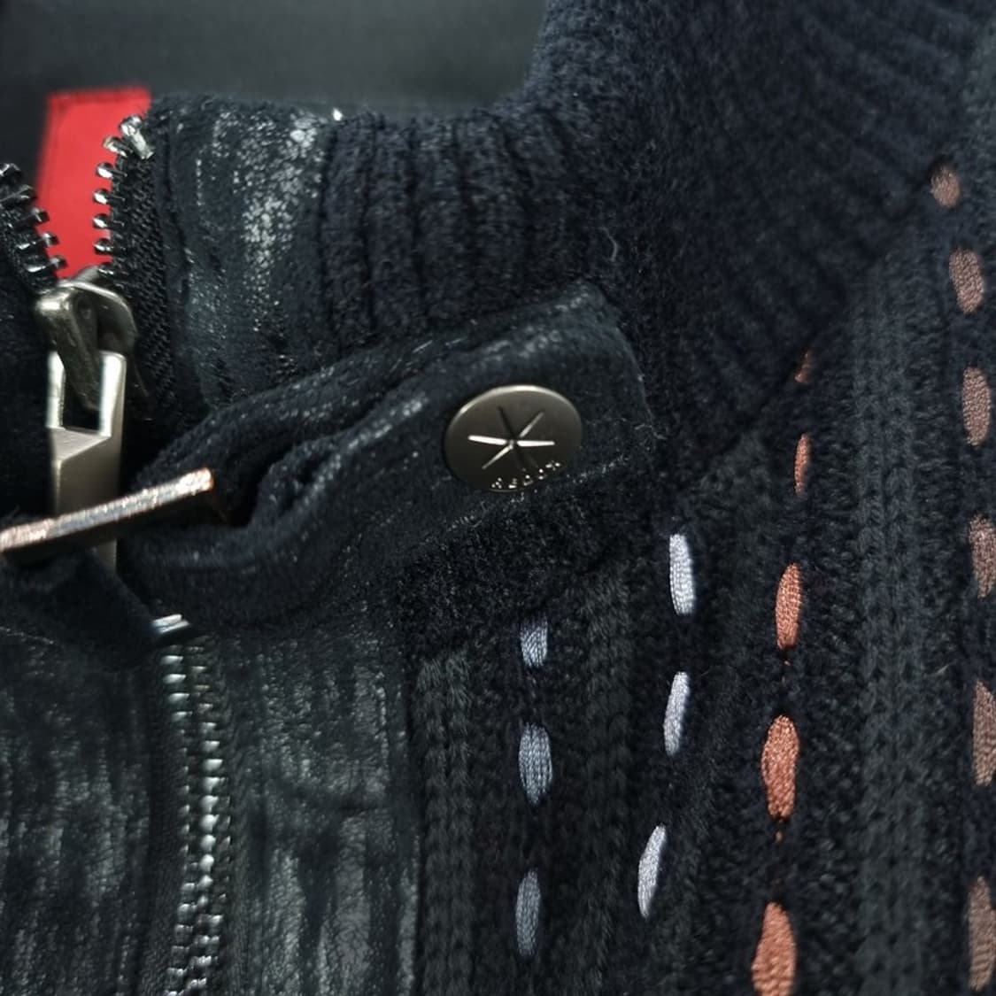 [레독스] 빈티지 패턴 니트 도킹 모직 자켓 블랙 M19107 상품이미지7