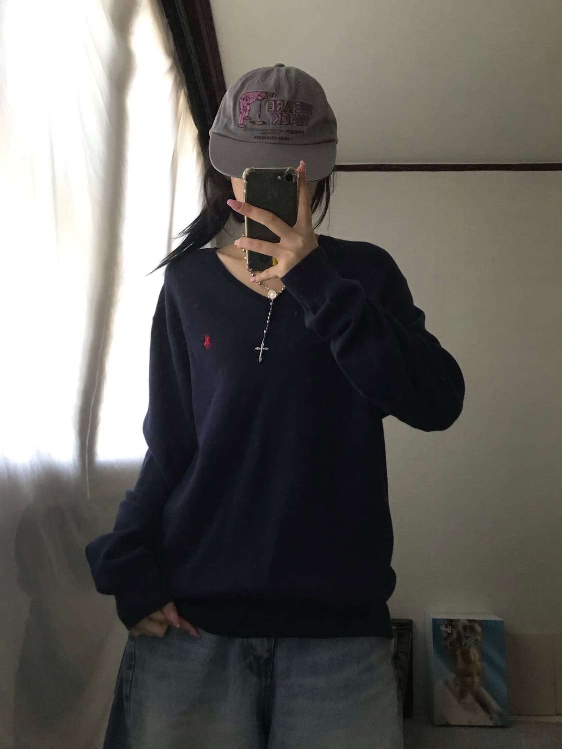 폴로 네이비 브이넥 니트 상품이미지4