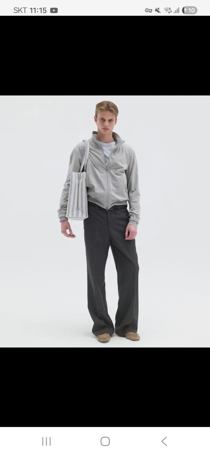 PUNCHED RIB TRACK JACKET - MELANGE GREY 상품이미지1