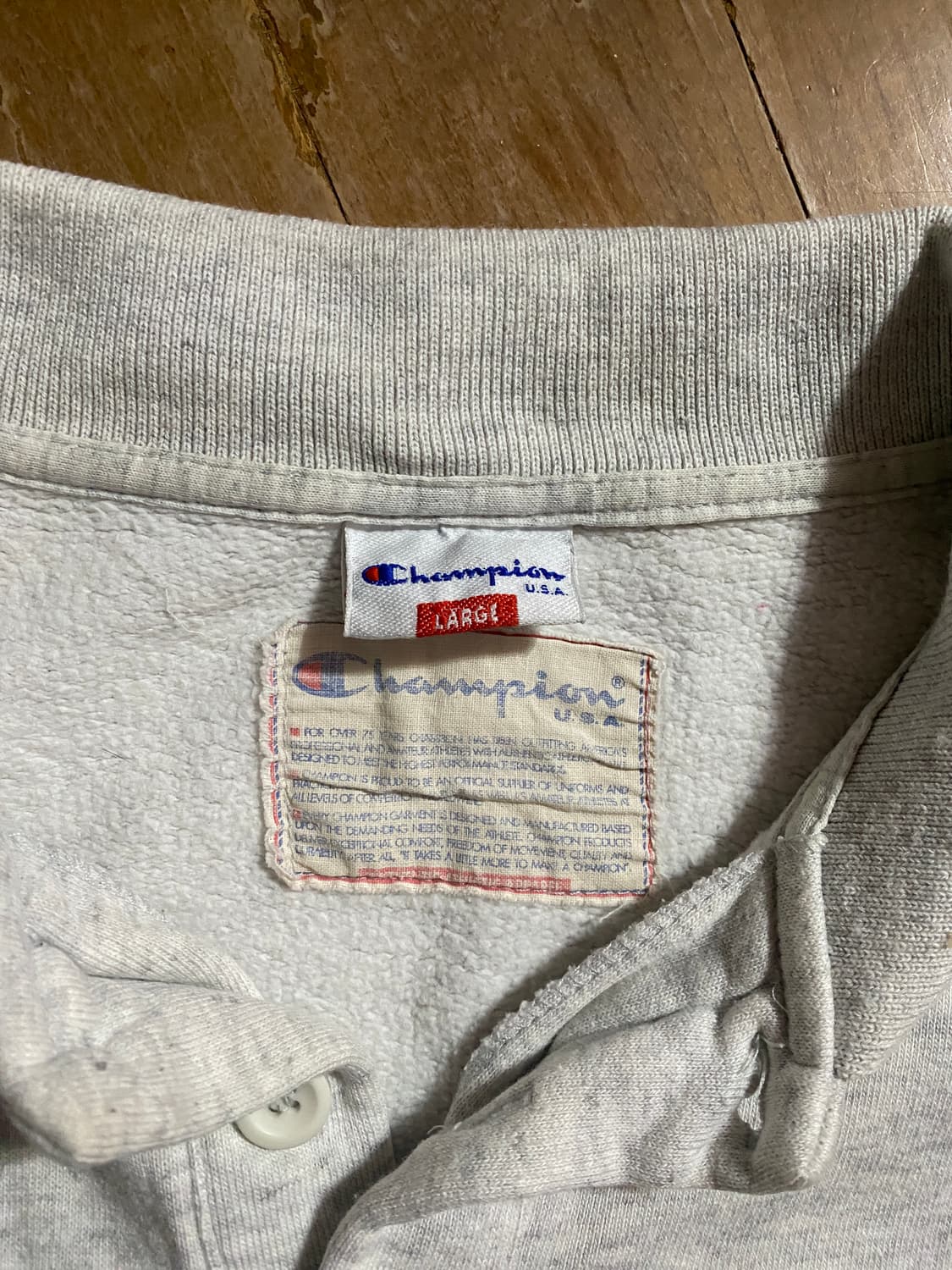 챔피온 폴로 라이트그레이 카라 스웨트셔츠 L 상품이미지3