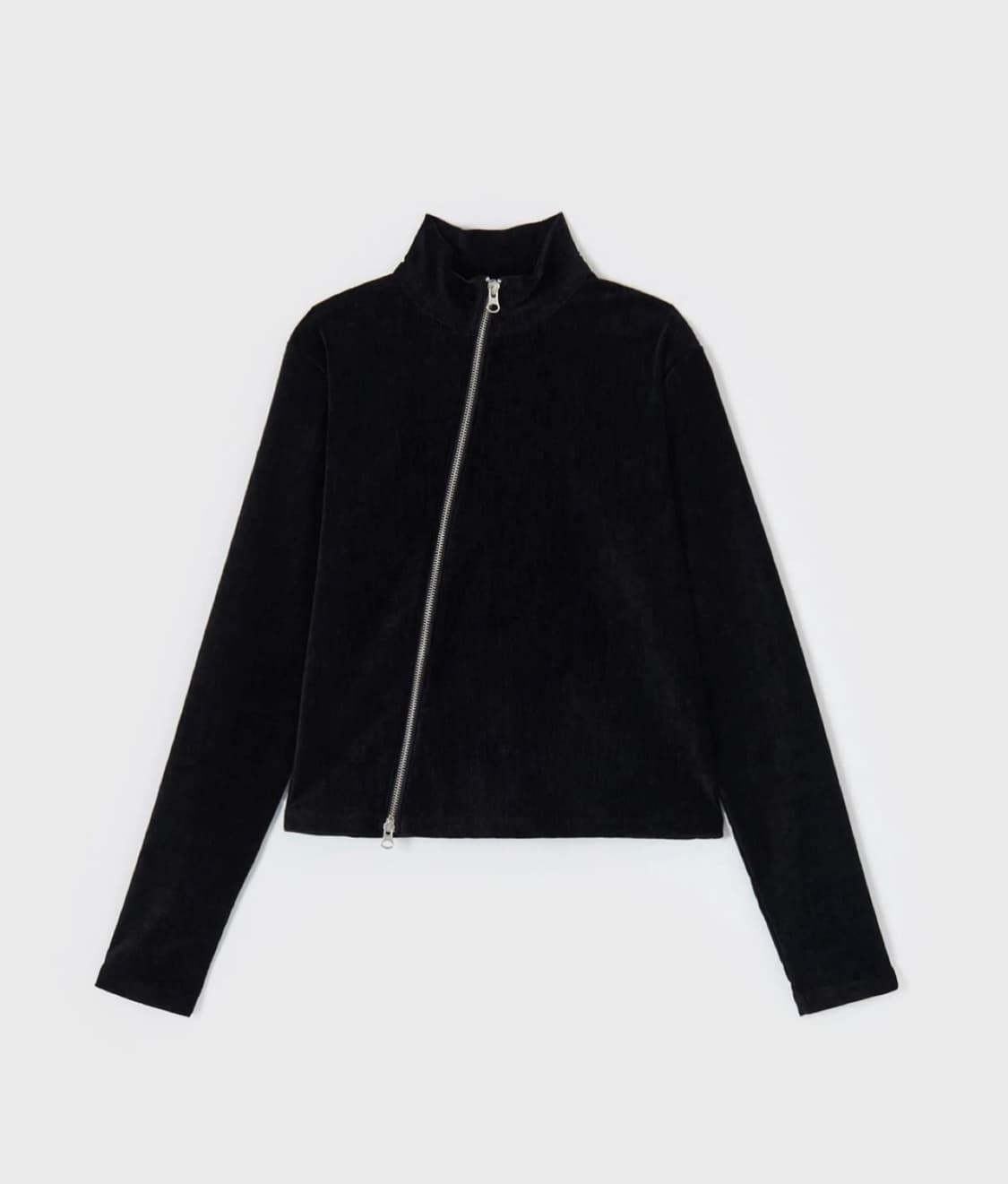 윤세 벨벳 집업 YUNSE velvet oblique zip-up 상품이미지1