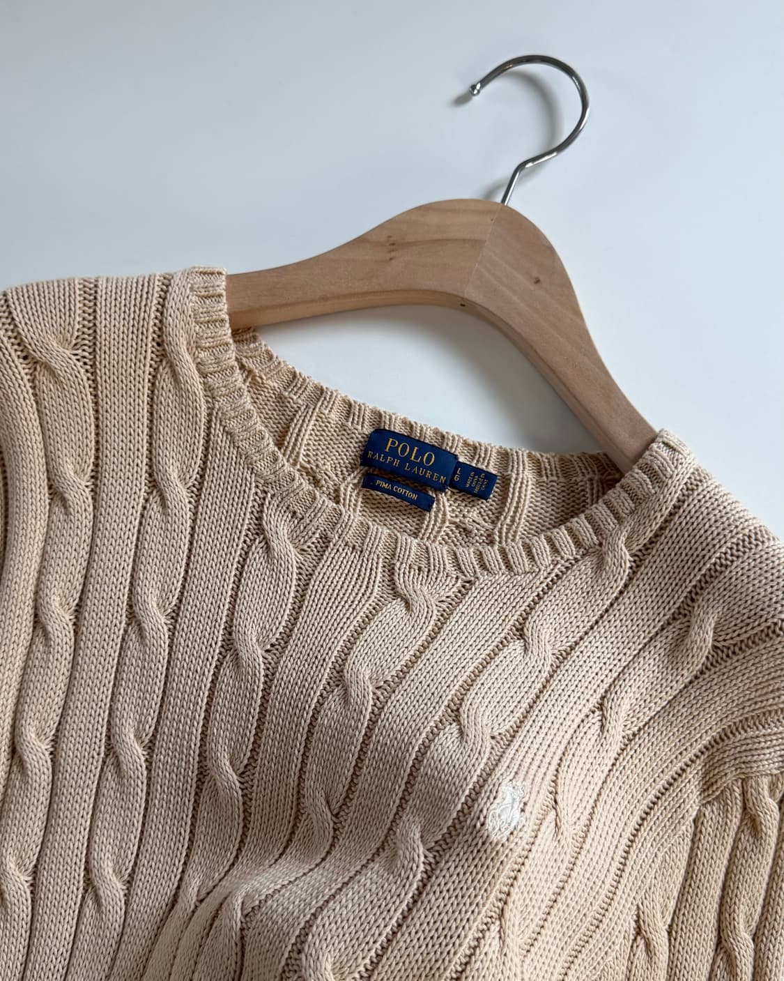 Polo 폴로 랄프로렌 신형 피마코튼 라이트베이지 케이블 니트 상품이미지4