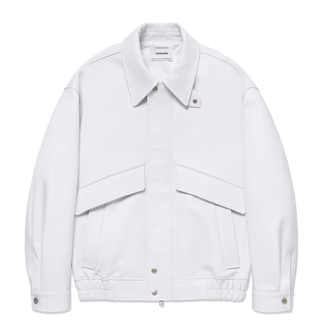 비바스튜디오 리얼레더 오버핏블루종 레더싱글자켓 화이트 상품이미지1